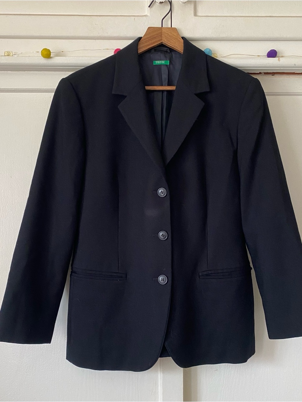 United Colors Of Benetton Black Wool Italian Blazer